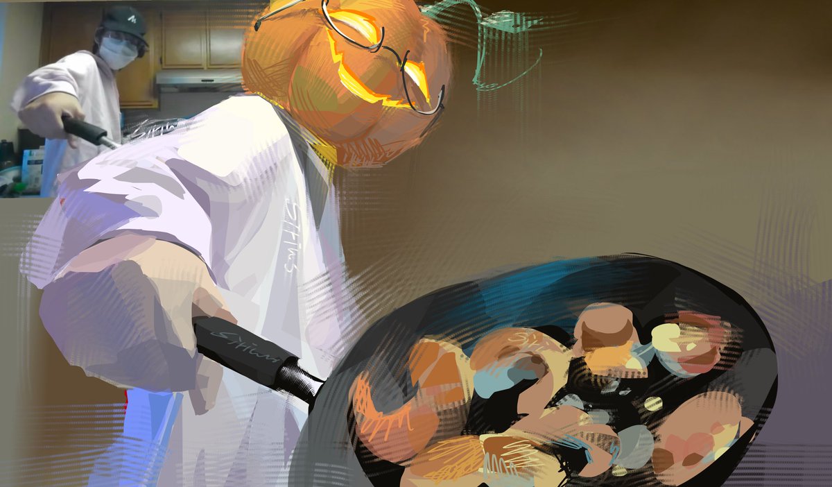 Crossirius's tweet photo. 其实我的厨艺和whispy一样稀烂。p4是鸡肉@ImJustWhispy    依旧摸鱼   指绘。画世界。直播画的🐺👋👋👋 https://t.co/XzHMV2HAkX