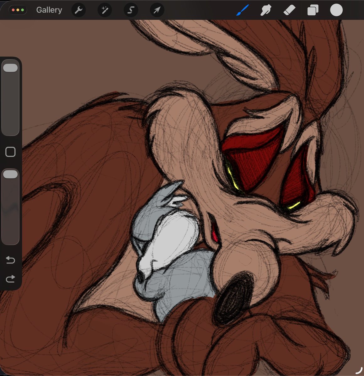 rodeorosebud's tweet photo. wip of Wile E. and little Sweet E. https://t.co/8oMpbtuxbI