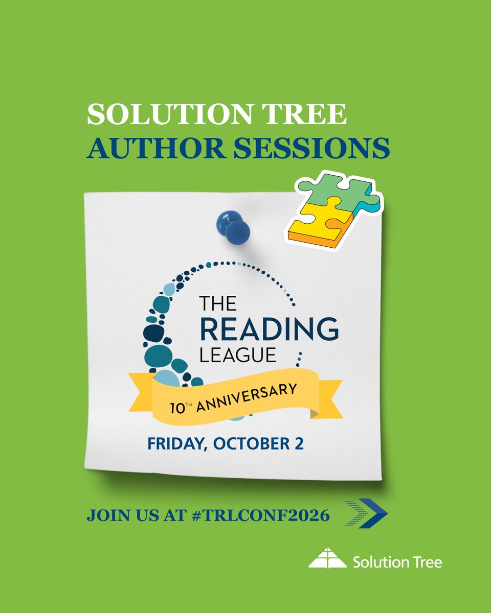 SolutionTree's tweet photo. Day 2 at #TRLConf2026 is full of opportunities to learn with Solution Tree authors and literacy experts. 📚🎤

On Thursday, October 1, add these author sessions to your conference schedule:

10:30–11:30 A.M. CT
Dr. Molly Ness & Dr. Katie Pace Miles — Making Words Stick: The What, Why, and How of Orthographic Mapping
Dr. Daryl Michel — From Strategy to System: Transforming Schools Through Collective Instructional Leadership and Coaching
Dr. Sarah Brown, Dr. Stephanie Stollar, Beth Madden & Dr. Kelly Powell-Smith — Teaching for Results: Using High-Impact Instructional Routines for Early Reading Success

2:45–3:45 P.M. CT
MaryKate DeSantis — Engaging Families (Realistically!) to Boost Reading Outcomes

And between sessions, stop by Solution Tree Booth #309 to connect with our team and explore more literacy resources.

#TRLConf2026 #TheReadingLeague #ScienceOfReading #Literacy #ReadingInstruction #LiteracyLeadership #SolutionTree