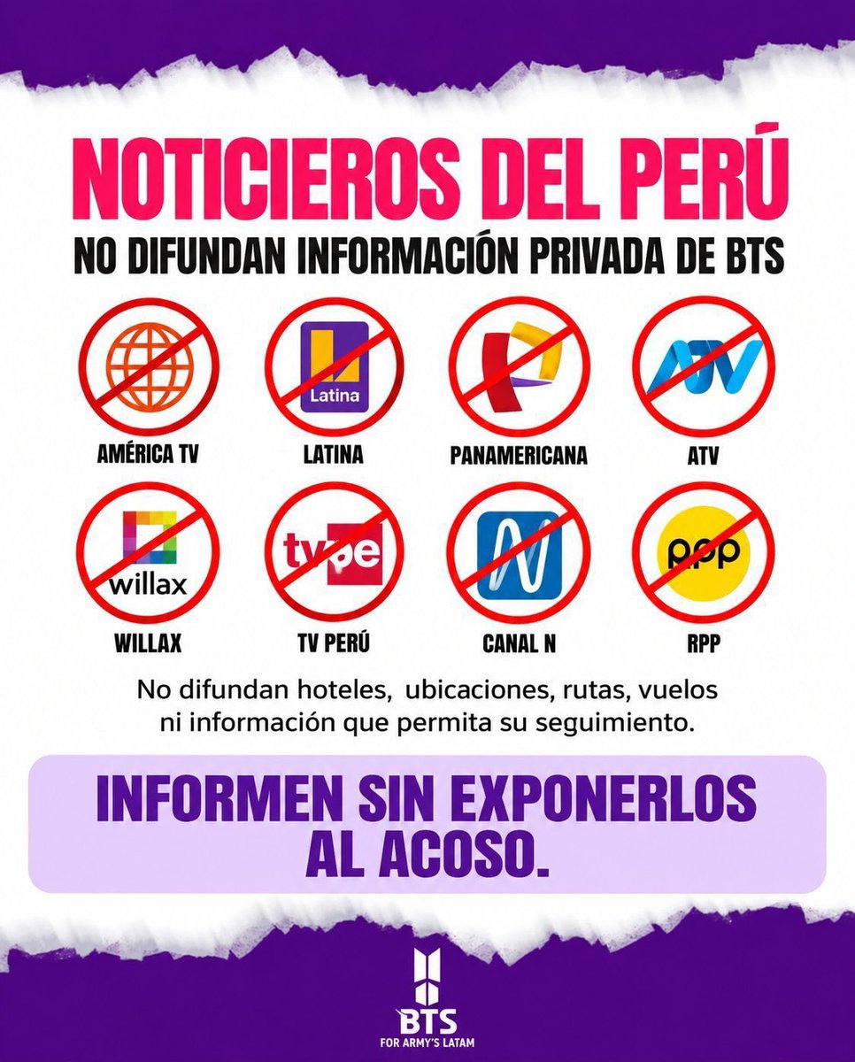 Frank6294677's tweet photo. 🔥🔥🫡💜
#BTSenPeru
#RespectBTSPrivacity
#BTS_WORLDTOUR_ARIRANG_LIMA
NO IRA A SU HOSPEDAJE
NO PERSIGUE POR LA CALLE
NO IRÁ AL AEROPUERTO
#ARMYPERU https://t.co/7T7hwRw19a
