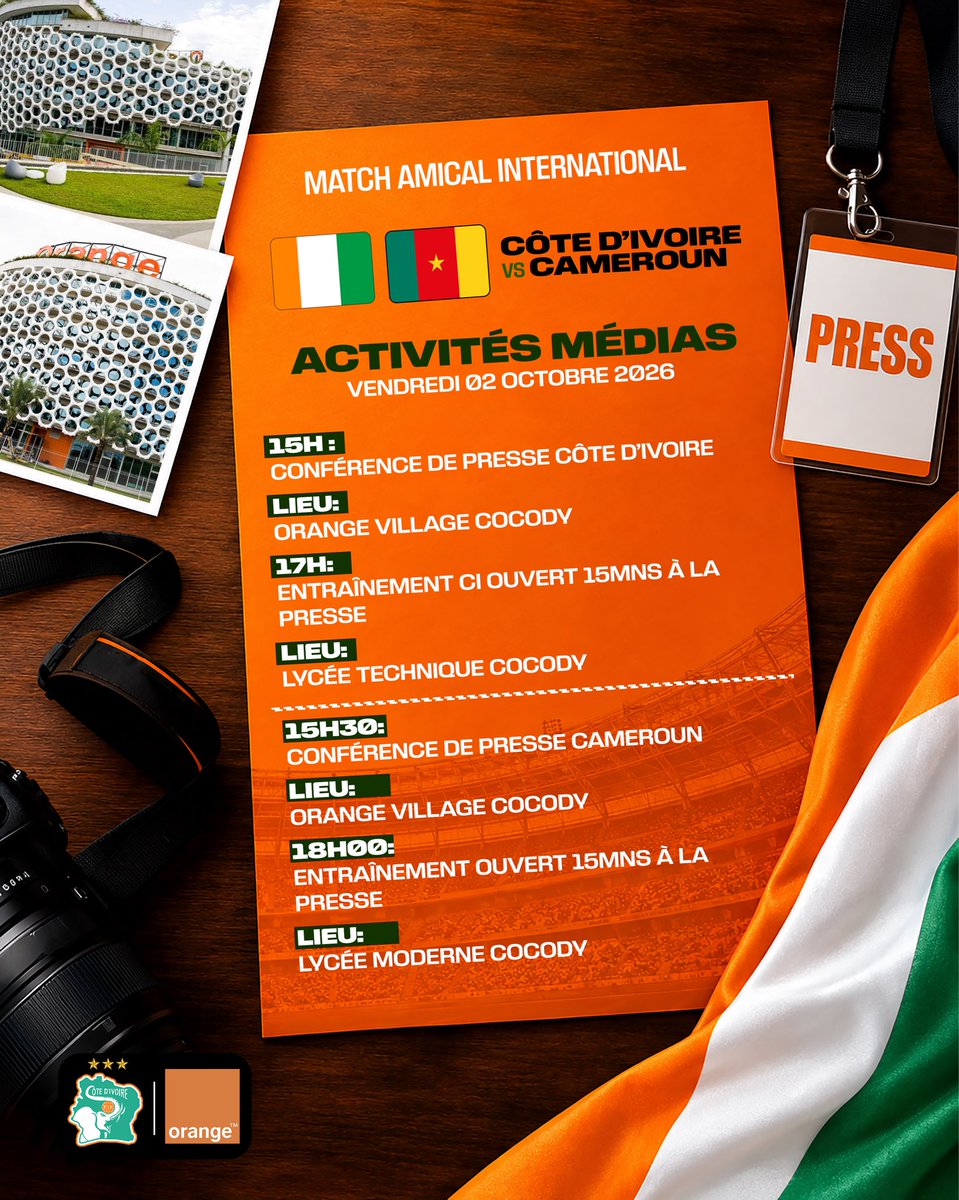 equipenatciv's tweet photo. Côte d’Ivoire 🇨🇮 vs 🇨🇲 Cameroun

Retrouvez toutes les activités médias autour de cette rencontre.

#CIVCMR #TousDerrièreLesÉléphants #LesÉléphants #FIF https://t.co/G32S8aWz7p