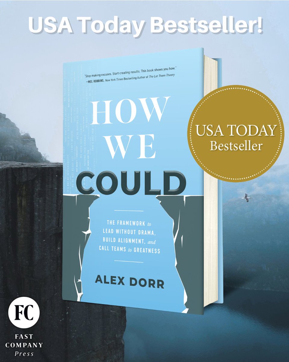FastCoPress's tweet photo. How We Could by Alex Dorr debuted at #10 on the @USATODAY bestseller list this week!

View the full list here: https://t.co/E4Bb0MX33j

The leader’s ultimate toolkit for eliminating workplace drama and unlocking the full potential of their people.

#USATodayBestseller https://t.co/LrXvm4eE02