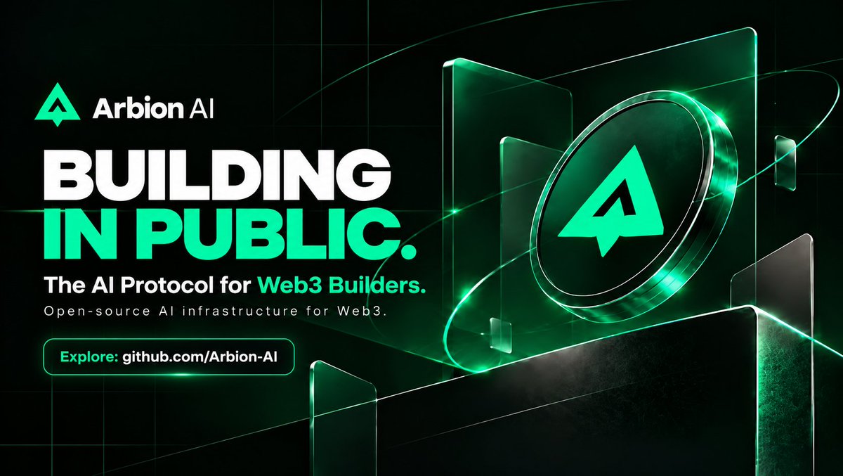 Arbion_AI's tweet photo. Arbion AI is building in public.

The AI Protocol for Web3 Builders is taking shape with open-source infrastructure for AI agents, execution engines, API generation, and more. Explore the code, follow the development, and build alongside the ecosystem.

🔗 https://t.co/Vp1htvZh5D

Arbion AI — Build smarter. Build on-chain. 🤖⚡