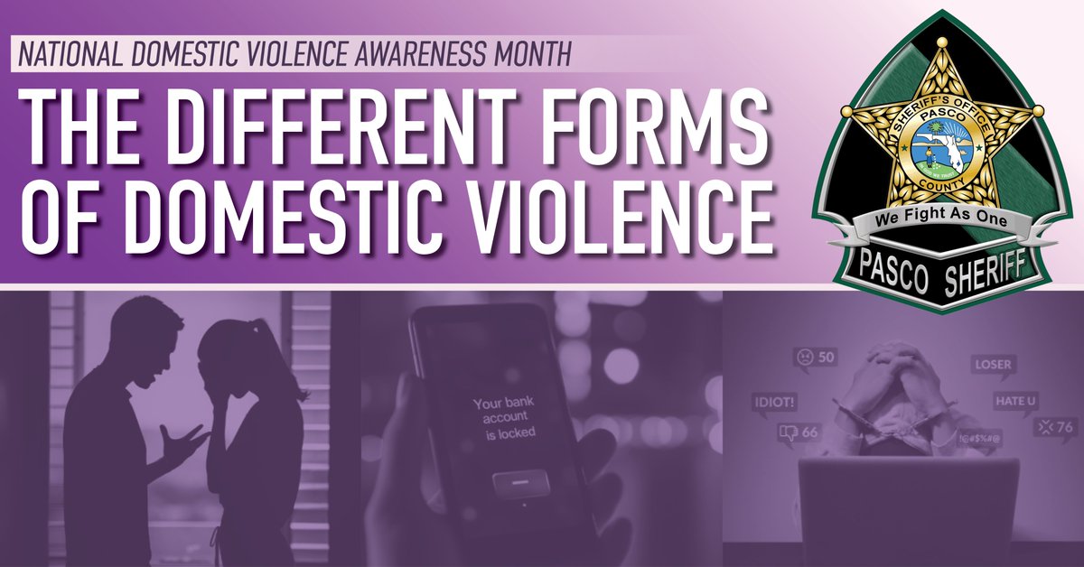 PascoSheriff's tweet photo. October is National Domestic Violence Awareness Month, and in support, the Pasco Sheriff's Office updated our profile picture. PSO is committed to standing with survivors and breaking the cycle of abuse. Raising awareness is critical to connecting victims with resources and reducing this crime.

Please remember: no one has the right to harm you physically, financially, or emotionally.

In this month’s newsletter, we’re spreading awareness about lesser-known forms of abuse and encouraging possible victims to reach out for help. You are not alone. Learn more in our latest article:  https://t.co/j4sqseubR3…