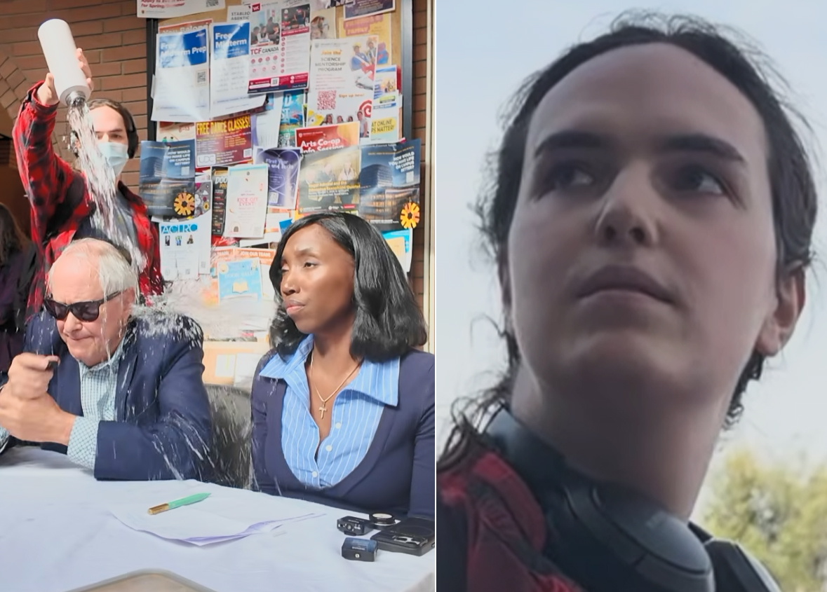 l3v1at4an's tweet photo. We have identified the individual who dumped water on Dr. Tom Flanagan &amp; @DreaHumphrey from @RebelNewsOnline as @UCalgary Creative &amp; Performing Arts student Nikita Tannenbaum.

No one deserves to be silenced for wanting to have a debate on a university campus. https://t.co/vFtkNCyBOS