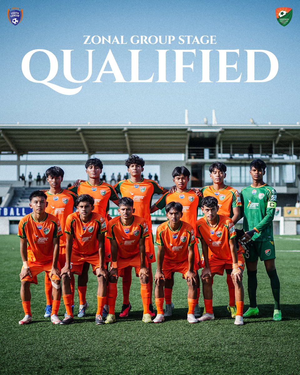 sreenidideccan's tweet photo. Our U-18 Boys have topped the Preliminary Stage and have qualified for the Zonal Group Stage of the AIFF Elite Youth League 2026-27 🧡 💚 

#WeAreSDFC https://t.co/9DIXZaVvou