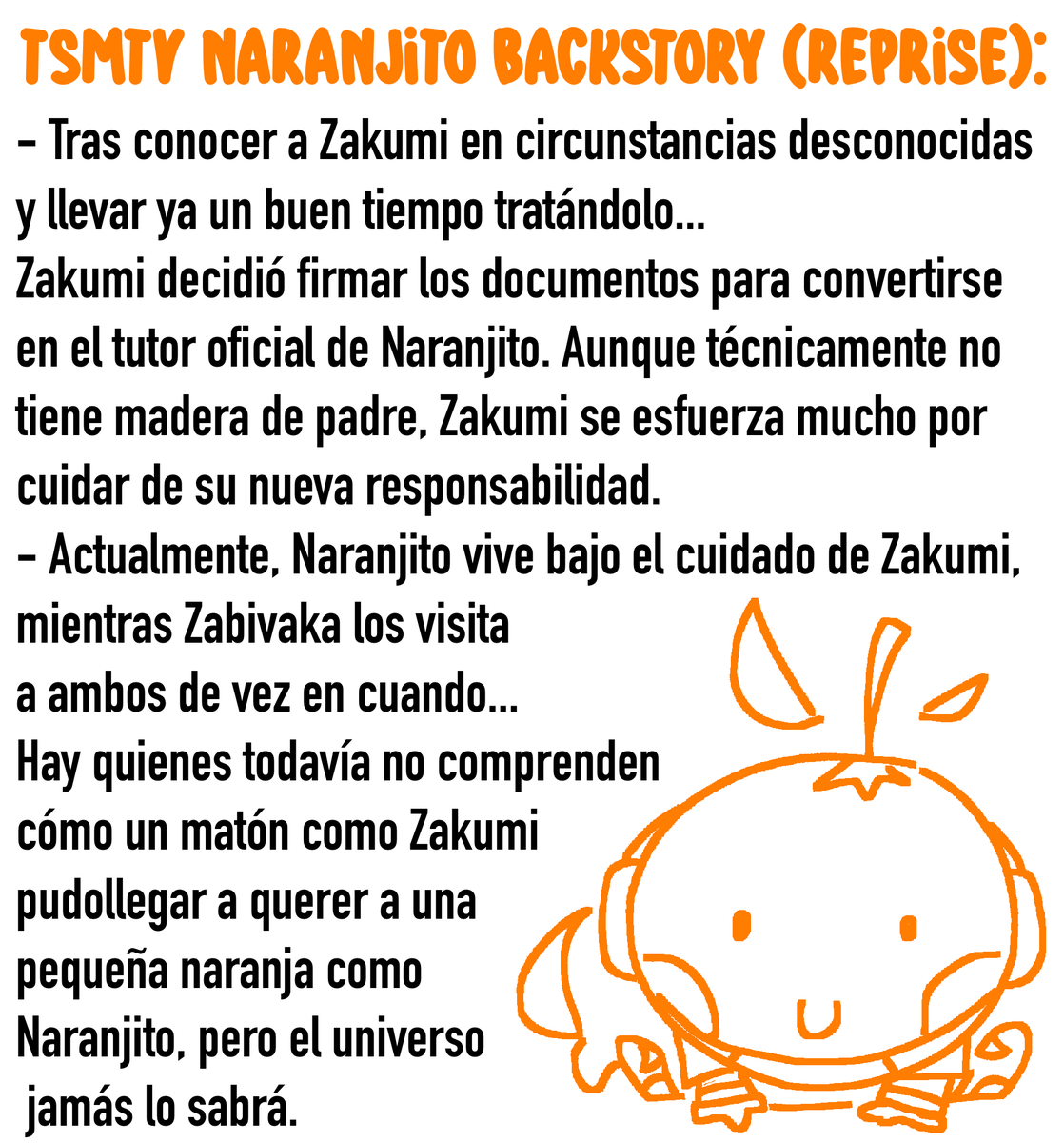 Oraniee's tweet photo. Yesp yesp! TSMTV Naranjito's original backstory still counts, but it happened before Reprise. #tsmtv #worldcupmascot #mascotverse #naranjito https://t.co/29xGY1QeYo