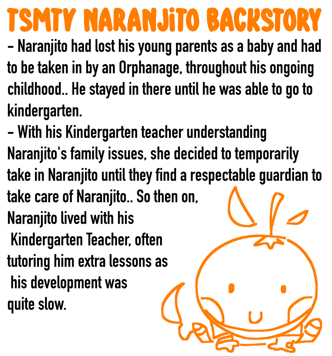 Oraniee's tweet photo. Yesp yesp! TSMTV Naranjito's original backstory still counts, but it happened before Reprise. #tsmtv #worldcupmascot #mascotverse #naranjito https://t.co/29xGY1QeYo