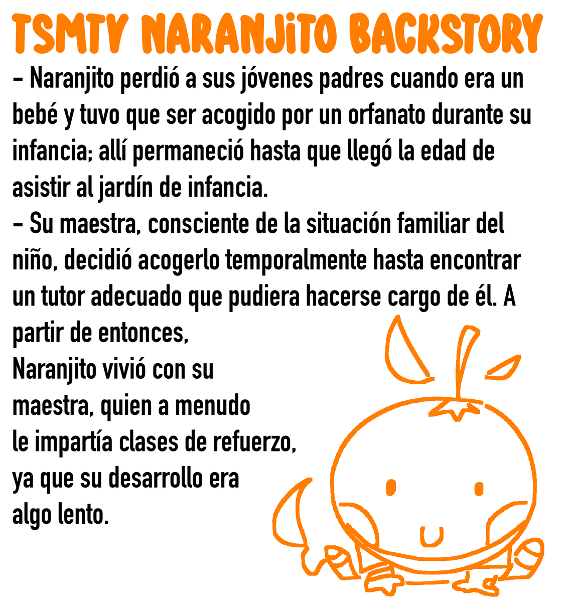 Oraniee's tweet photo. Yesp yesp! TSMTV Naranjito's original backstory still counts, but it happened before Reprise. #tsmtv #worldcupmascot #mascotverse #naranjito https://t.co/29xGY1QeYo