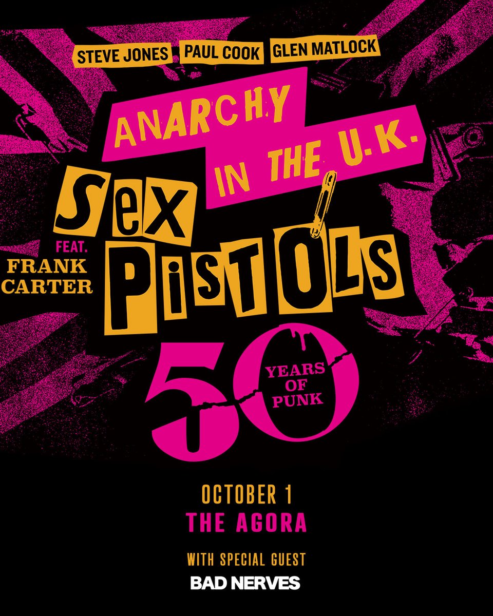 AgoraCLE's tweet photo. ⚡️ TONIGHT ⚡️

SEX PISTOLS (Steve Jones, Paul Cook, Glen Matlock) featuring Frank Carter
@BadBadNerves

Doors: 7:30PM | https://t.co/0pUjbM3IRj https://t.co/Fh5QkFgbag