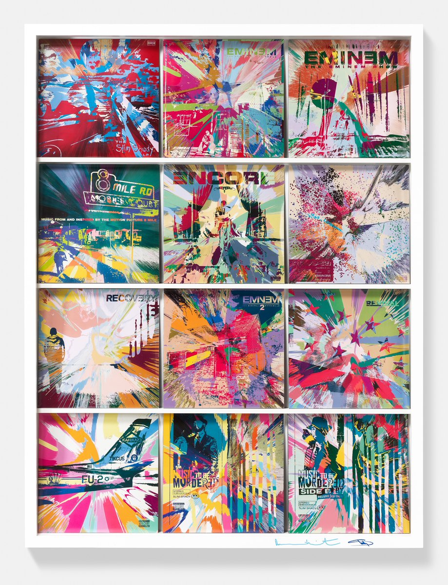 HENI's tweet photo. HENI is thrilled to release ‘American Dream’, a landmark collaboration between Damien Hirst and Eminem.

The collection features 3 limited-edition cabinets, a collection of original paintings and 12 limited-edition prints.

Explore the cabinets and original paintings: https://t.co/c5LIDEBTaM

Explore the prints: https://t.co/tpozxJCjyF

The artworks are available until 17:00 BST on 19 October.

#Eminem #DamienHirst #Art #Sculpture #Painting #AmericanDream @hirst_official @Eminem