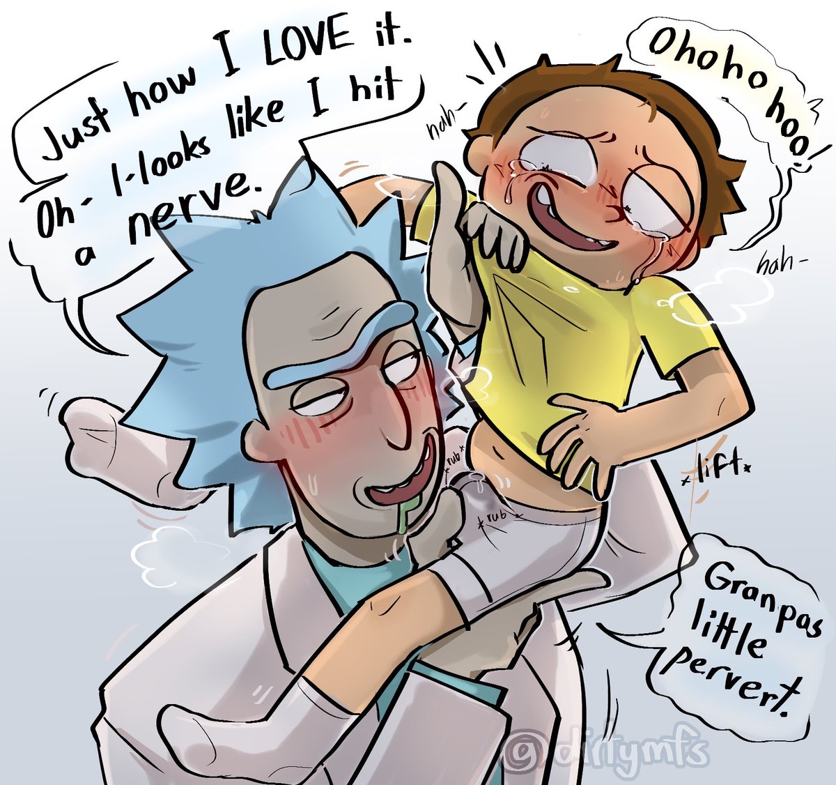 DirtyMfs's tweet photo. Comm for @CARTNYAN that has been sitting on the shelf for a month... Morty getting air groped meooow~ https://t.co/yPxRI0Ml1M