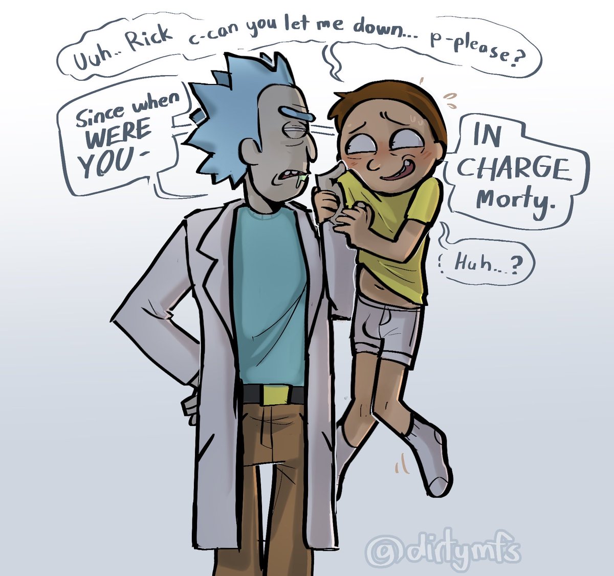 DirtyMfs's tweet photo. Comm for @CARTNYAN that has been sitting on the shelf for a month... Morty getting air groped meooow~ https://t.co/yPxRI0Ml1M