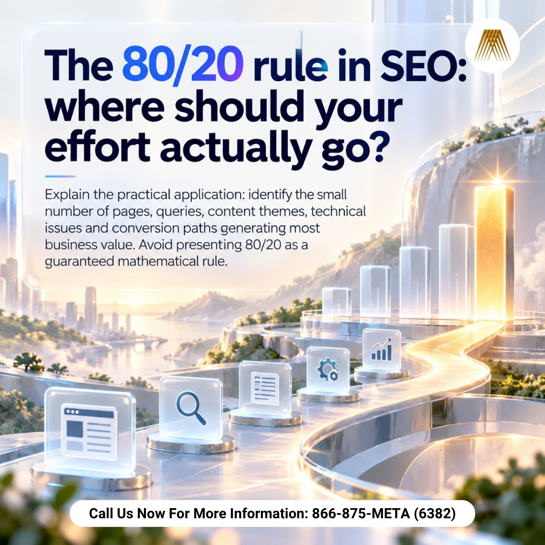 MetaSense's tweet photo. 📊 Not every SEO task creates the same business impact. The 80/20 principle can help teams identify which pages. 🎯

📞 Call: 866-875-META (6382)
📅 Appointment: https://t.co/BYqcD9SDO7

#SEO #SEOStrategy #OrganicGrowth #MarketingStrategy #SearchEngineOptimization https://t.co/4iYobvpvhi
