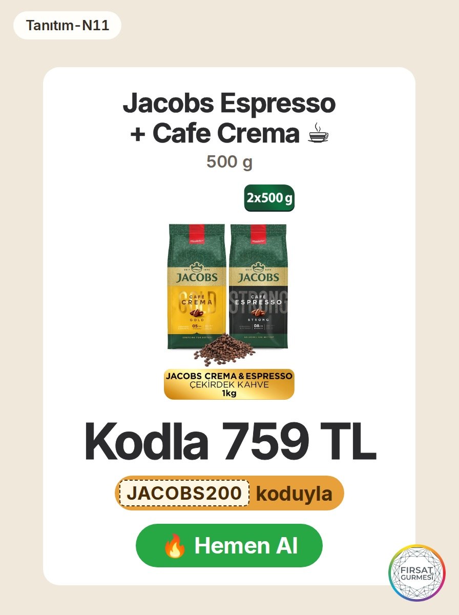 firsat_gurmesi's tweet photo. 🛍️ Kahve severler için ideal bir ikili: Jacobs Espresso’nun güçlü aroması ile Cafe Crema’nın dengeli tadı bir arada. Kodla 759 TL’ye bu çifti evinizde deneyimleyin.
🛒 Nasıl Yapılır: JACOBS200 koduyla
🔗 https://t.co/nmpk54dgJq
Tanıtım #jacobs #çekirdekkafe #fırsat https://t.co/P2ixfeTgjz