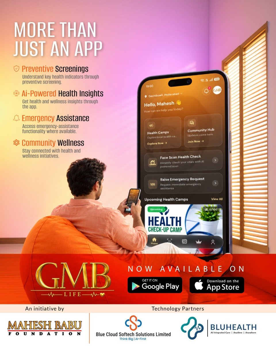 onlymaheshfans's tweet photo. A heartfelt initiative towards a healthier tomorrow🙌🏻❤️

GMB Life empowers people to take charge of their health &amp; stay ahead. Proud to see Superstar @urstrulyMahesh making a difference beyond the screen, alongside @MBfoundationorg ❤️👏🏻

#GMBLife #MaheshBabuFoundation #Maheshbabu https://t.co/6Ndbd6C5GT