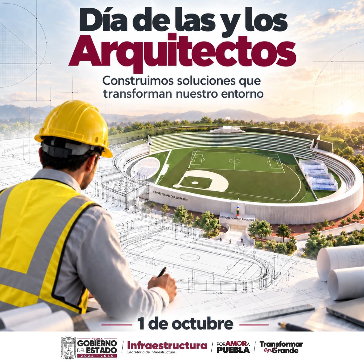 JManuelC_Puebla's tweet photo. Hoy celebramos a quienes, con su creatividad y profesionalismo, levantan los cimientos del desarrollo en Puebla. 🏢👷‍♂️👷‍♀️

¡Feliz Día del Arquitecto a las y los grandes creadores de espacios y obras que transforman nuestra realidad! 📐✨

#DíaDelArquitecto #1DeOctubre #TransformarEnGrande
