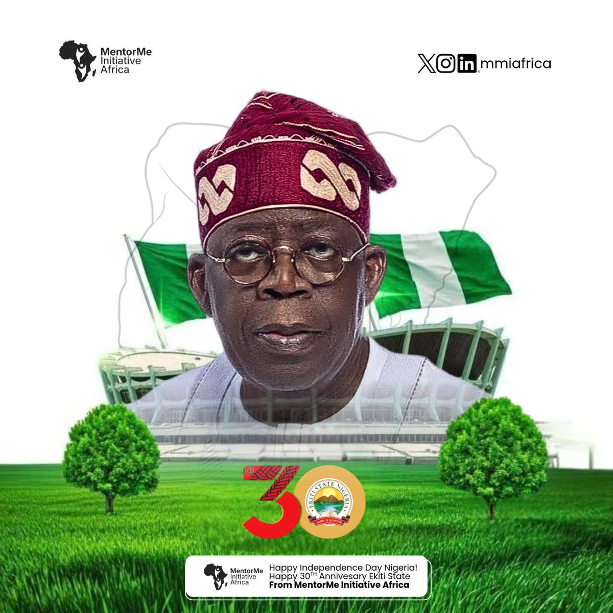 MMIAFRICA's tweet photo. Happy Independence Day, Nigeria

66 years of Nigeria, 30 years of Ekiti; A story still being written.

Here’s to the Nigeria and Ekiti we believe in and continue to build.

From all of us at MentorMe Initiative Africa, Happy Independence 💚🤍💚

 #NigeriaAt66 #EkitiAt30 #MMIA https://t.co/DMmUaOPt23