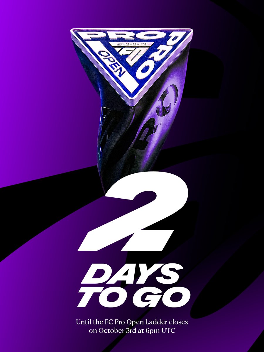 EASPORTSFCPro's tweet photo. The countdown is on until the end of the #FCPro Open Ladder! ⏳

Reach Division 5 in #FC27 and start competing to secure your spot in the Regional Qualifier! 👊 https://t.co/AfRyUaaIlK