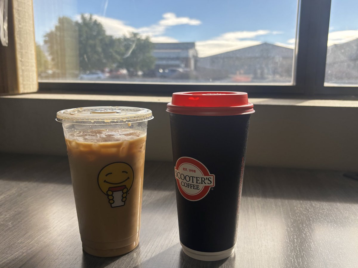 BSBSports24's tweet photo. Having trouble starting the day? Scoot on over to @scooterscoffee for BOGO when you mention #thest2mshow.

Happy as a clam with lattes in hand!

#coffee #wakeup #pickmeup https://t.co/hhyJhPm8EC