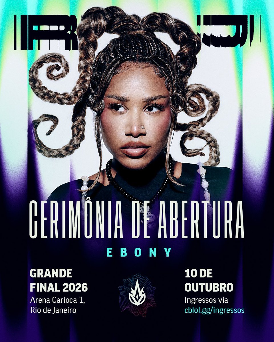 NewAzkaryan's tweet photo. A final do 2° Split do CBLOL está chegando‼️

A Ebony será a artista convidada para se apresentar na cerimônia de Abertura da Grande Final

📆 Acontecerá em 10 de Outubro https://t.co/xFv1w4IeNR
