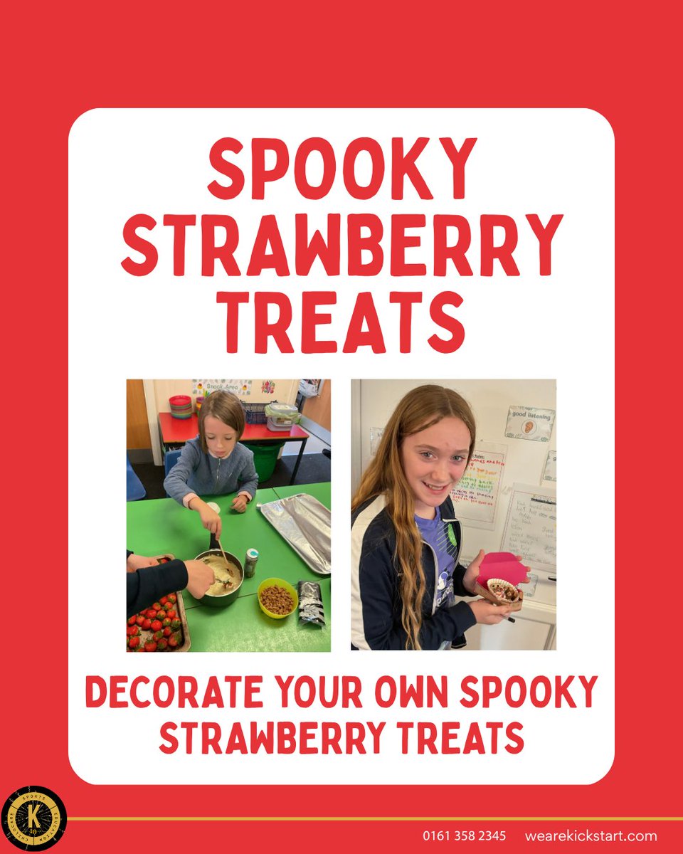 wearekickstart's tweet photo. π MORE SPOOKY ACTIVITIES REVEALED! π»
Take a look at some more of the Halloween fun we have planned for Holiday Club this October! π·οΈ
π§ Frankenstein Sponge Art
πΈοΈ DIY Yarn Spider Webs
π Spooky Strawberry Treats
π Spooktacular Disco
#HolidayClub #Halloween #Kickstart https://t.co/gEpDdtJVSl