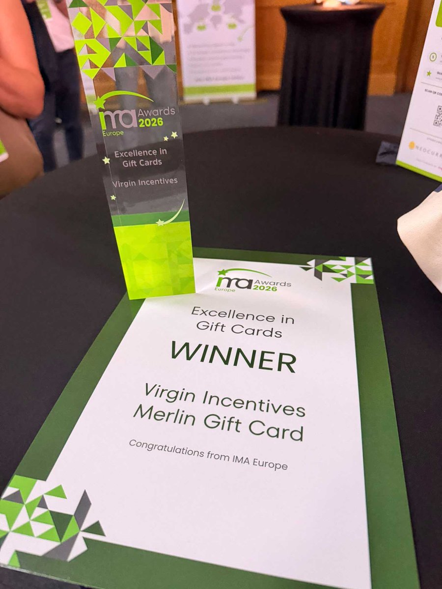 VirginIncentive's tweet photo. 🏆 Another one....

We’re incredibly proud to share that Virgin Incentives has won Excellence in Gift Cards at @europe_ima  awards 2026 for our Merlin Gift Card! 🎉

#MerlinEntertainments #GiftCard #BusinessAward https://t.co/TmVYTq3cwQ