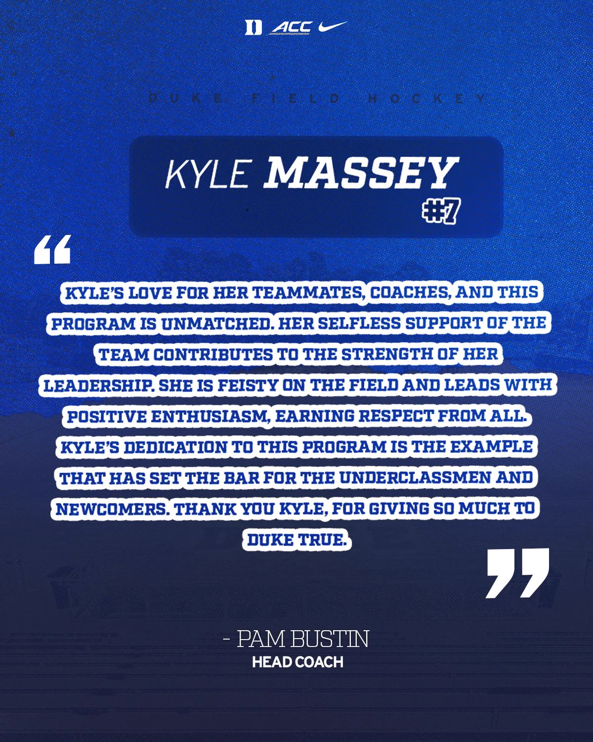 A quote from Pam Bustin on Kyle