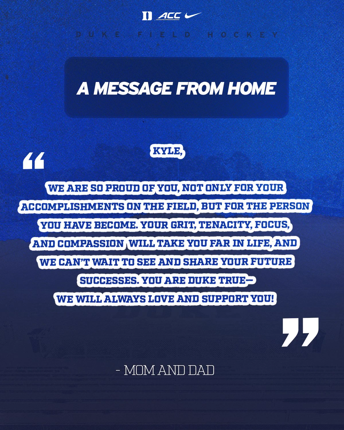 A message from Kyle’s parents