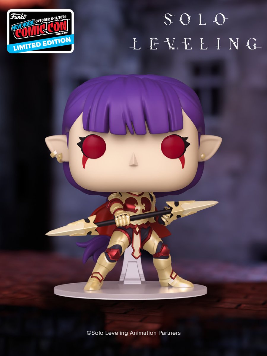 OriginalFunko's tweet photo. Unmask new allies ⚔️ Fully armored for battle, this exclusive POP! Esil Radiru is prepared to join your Solo Leveling set. And don’t miss out on securing one of the 1,500 Limited Edition – LEGENDARY POP! Esil Radiru collectibles, available only at the Funko booth during NYCC. https://t.co/xk32cprmOe