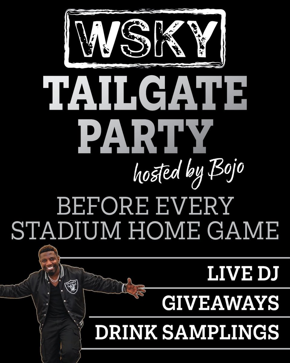 WSKYStadium's tweet photo. SILVER. BLACK. AND READY TO PARTY. 🖤🤍🏈 The pregame starts at WSKY Stadium. 🍻🔥 @bojo_live https://t.co/CNIPWUBCTb