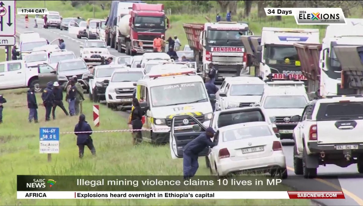 CRangataJ's tweet photo. Foreign Zama Zamas are now shooting each other on our National roads in Mpumalanga. 

Look at all our South African tax-payer resources at use… 

All because of foreigners. 
One is really tired. https://t.co/xtG0wjxc36