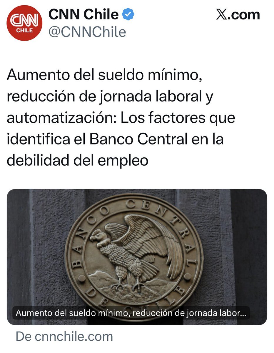 ClaudioCrespoG's tweet photo. Esto pasa cuando tenemos legisladores que hacen leyes populistas y sin fundamento, y menos con estudios de impacto.
Esta es una de las causas del 9,6% de la tasa de desempleo de hoy.
Legislar no es solamente aprobar una norma, también es hacerse cargo de sus consecuencias. https://t.co/5OfCt20tdP