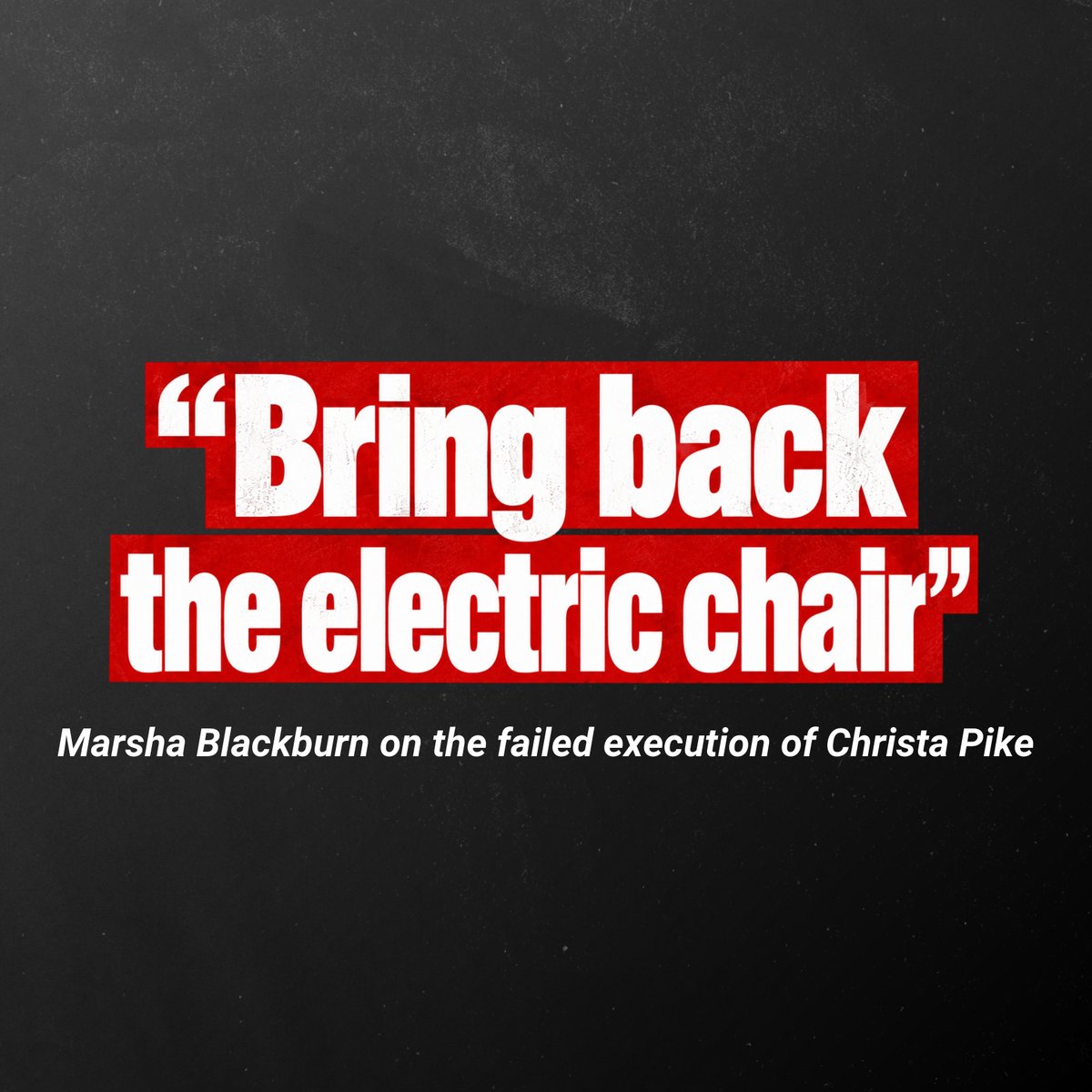 VoteMarsha's tweet photo. The answer is simple: Bring back the electric chair. https://t.co/w1aOcKYC0r