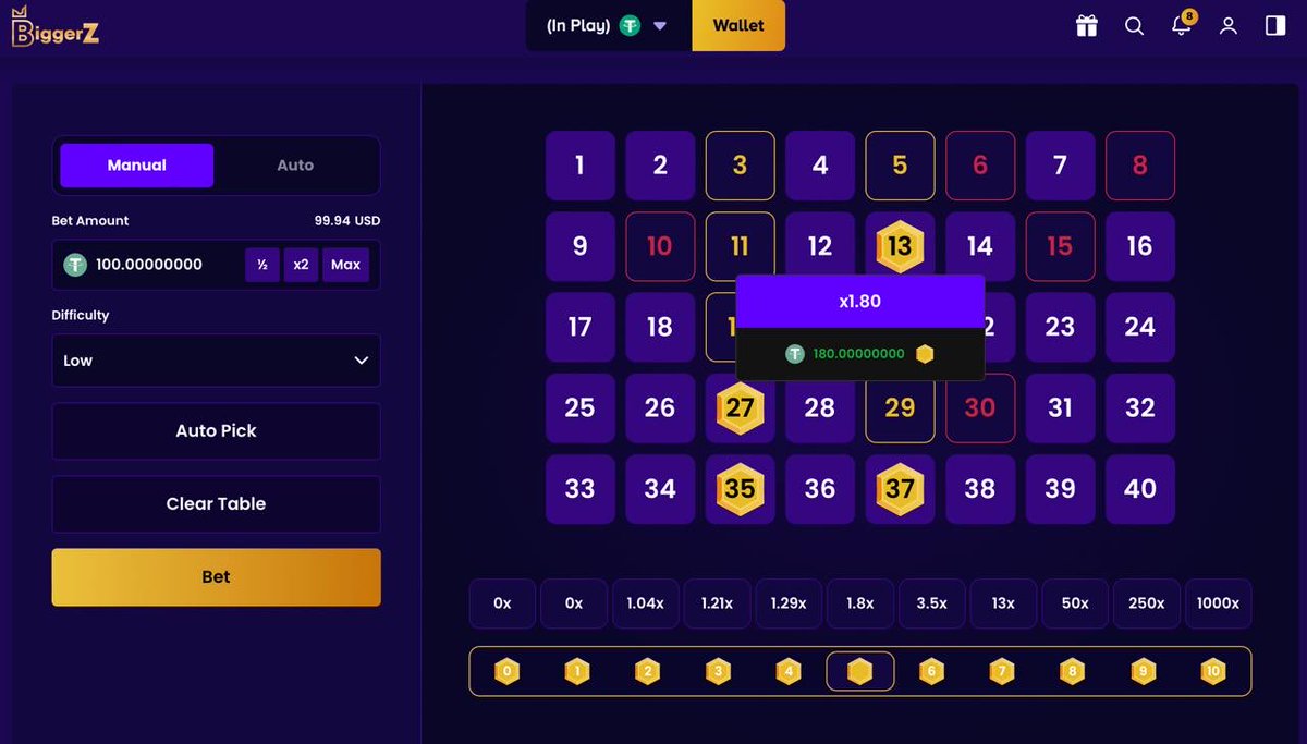 CryptoEmdarks's tweet photo. low mode on @biggerz keno is a different game. $100 in, x1.80 back. really hard to lose here, check it yourself: https://t.co/Eotb2oaOV5 https://t.co/FNaBCBF65d