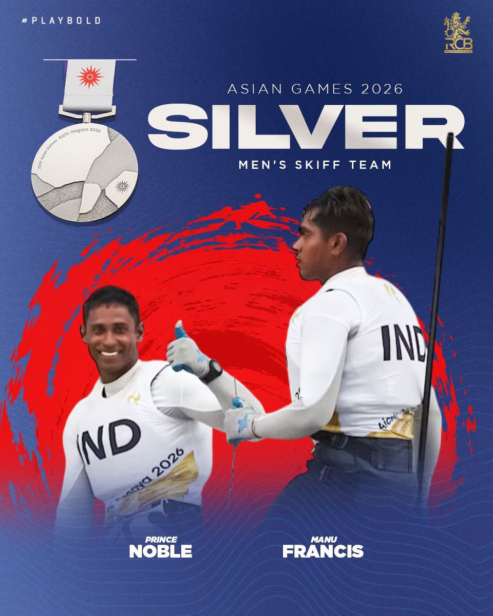 RCBTweets's tweet photo. 𝑭𝑰𝑽𝑬 𝑴𝑬𝑫𝑨𝑳𝑺, 𝑭𝑶𝑼𝑹 𝑫𝑰𝑭𝑭𝑬𝑹𝑬𝑵𝑻 𝑺𝑷𝑶𝑹𝑻𝑺! 🤩

🥈 𝗠𝗮𝗻𝘂 𝗙𝗿𝗮𝗻𝗰𝗶𝘀 & 𝗣𝗿𝗶𝗻𝗰𝗲 𝗡𝗼𝗯𝗹𝗲 row their way to silver in the Men's Skiff Team event. 🚣

🥈 𝗡𝗶𝘁𝗲𝘀𝗵 𝗦𝗶𝘄𝗮𝗰𝗵 grapples his way to silver in Men's Greco-Roman 9️⃣7️⃣kg. 🤼

🥉 𝗝𝗼𝘀𝗵𝗻𝗮 𝗖𝗵𝗶𝗻𝗮𝗽𝗽𝗮, 𝗔𝗻𝗮𝗵𝗮𝘁 𝗦𝗶𝗻𝗴𝗵, 𝗧𝗮𝗻𝘃𝗶 𝗞𝗵𝗮𝗻𝗻𝗮 & 𝗦𝗵𝗮𝗺𝗲𝗲𝗻𝗮 𝗥𝗶𝗮𝘇 combine for bronze in the Women's Squash Team event. 🎾

🥉 𝗚𝗮𝗻𝗲𝘀𝗵 𝗧𝗵𝗶𝗿𝘂𝗺𝘂𝗿𝘂 finds his range for bronze in Men's Compound Archery Individual. 🏹

#AsianGames #PlayBold #ನಮ್ಮRCB