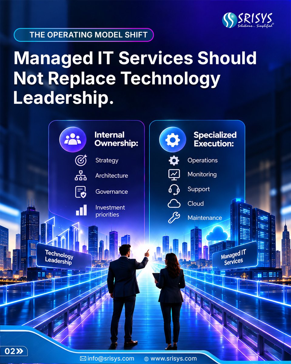 srisysinc's tweet photo. Is your IT operating model creating capacity for transformation, or consuming it? Managed IT Services can help internal teams focus on strategy, innovation, AI, &amp; growth. 
 Read our latest Executive Briefing. https://t.co/qz0eAOstcs
 
#ManagedIT #ITStrategy #DigitalTransformation https://t.co/NFcgl2Cm70