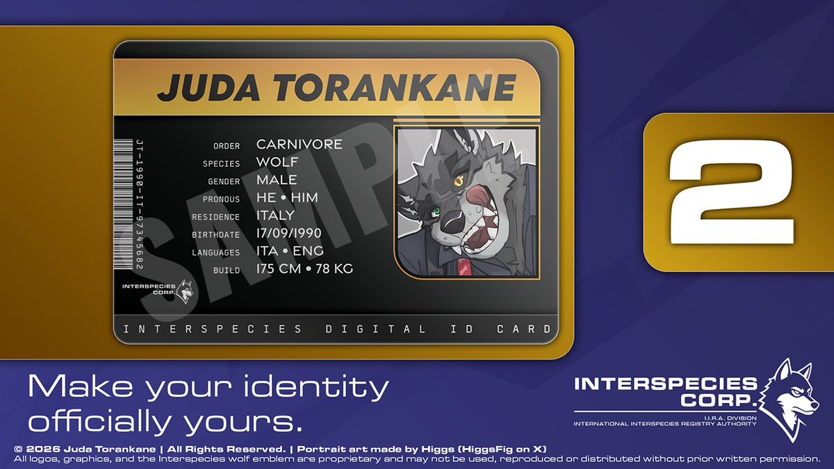 Torankane's tweet photo. 🪪✨ YOUR OC IS READY FOR THEIR OFFICIAL ID!
10 FREE CARDS AVAILABLE — FOR A LIMITED TIME! 👇
Got a #furry OC or #fursona with a ref sheet, but nothing to put in their wallet yet?
I’ve got you covered. 🐾

I’m opening 10 free slots for custom furry ID cards! Pick one of the available designs and I’ll create a personalized card for your character.
(Personal use only)

HOW TO PARTICIPATE:
🔁 Repost this post,
📝 Send me a DM with your chosen design, the information for your card, and the image you want featured
⭐ Following is optional, but always appreciated!

IMPORTANT: The available information fields depend on the card design you choose.

After the 10 free slots are taken, custom cards will be available for $15 each on #vGen.

🐺 Pick your card. Send your OC. Make their identity official.

Want to donate directly? My Ko-fi is linked in my bio!
Ty ❤️
#ArtGiveaway
