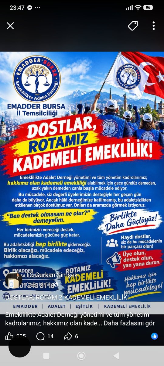 adallet79's tweet photo. @mihribanugurluu Adalet bekleyen milyonların hakkını gözeterek KADEMELi emeklilik acil yasalasmali https://t.co/751HdPtARN