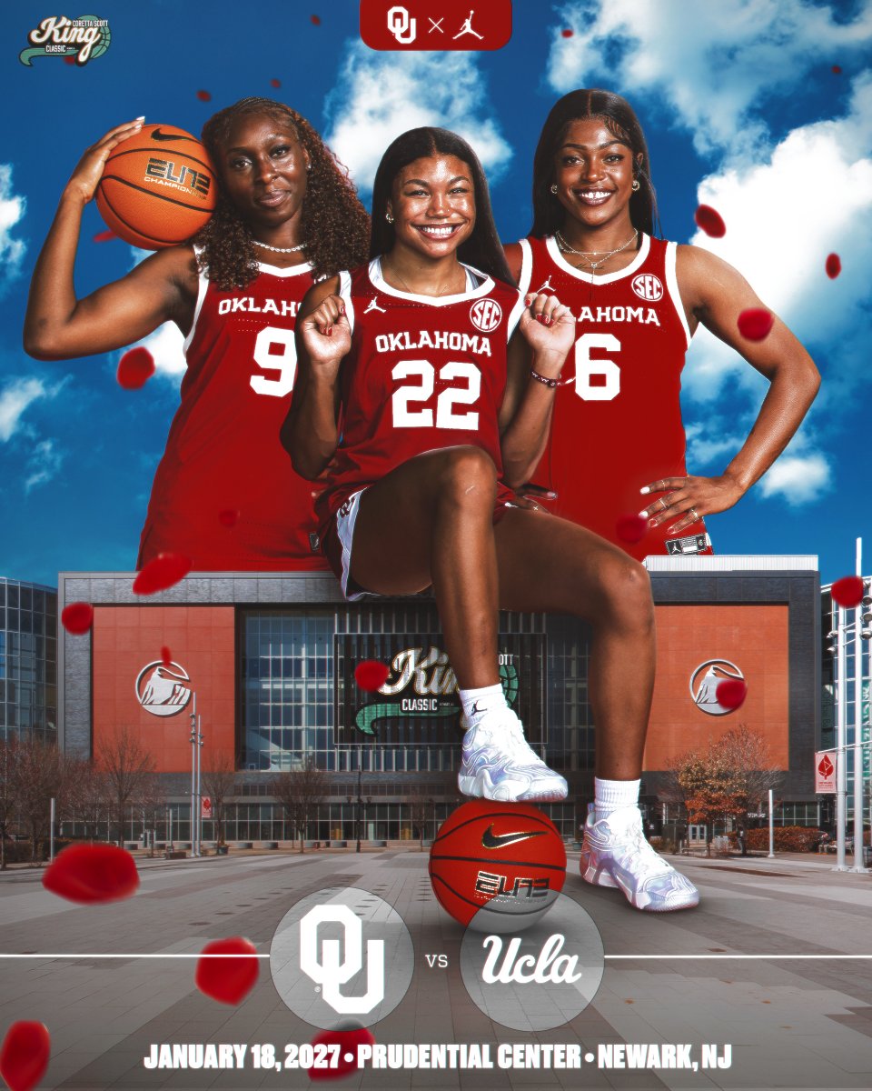 OU_WBBall's tweet photo. Big game. Big stage. Bigger purpose. 

The Sooners will take on UCLA at Prudential Center in the 2027 Coretta Scott King Classic » https://t.co/9MVawrqFLP https://t.co/PHJMtoHtLJ