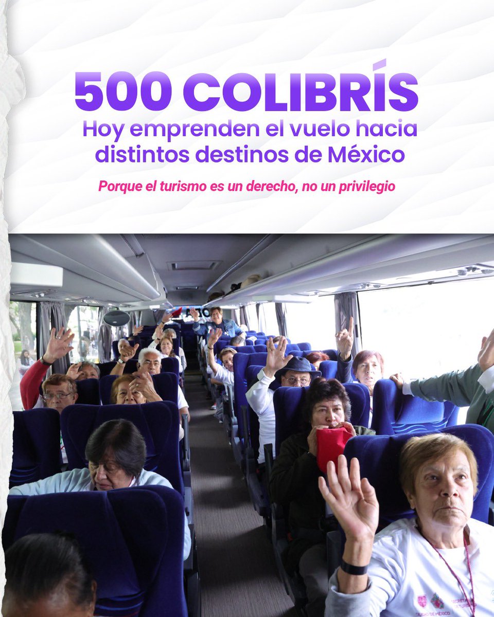 ClaraBrugadaM's tweet photo. Con el programa Colibrí de Plata hacemos del turismo un derecho, no un privilegio. Con él, llevamos a personas adultas mayores a conocer nuestro país, descansar, disfrutar y descubrir nuevas experiencias. 

Viajar también es bienestar y una forma de transformar nuestras vidas. https://t.co/P2gJiUnMiu