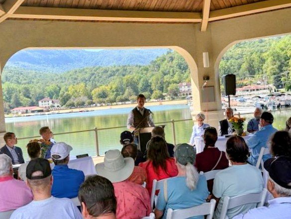 RepJakeJohnson's tweet photo. Great event in @LakeLure as we celebrated the 100th Birthday of the Dam. It was great to see @RepTimMooreNC & community leaders from across the state coming together to celebrate this milestone. We learned about the history of the dam, how it withstood Helene and what it means to the success of our region. Here is to 100 more!🥳
