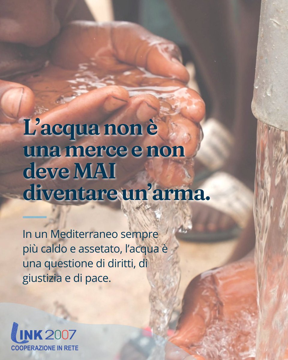 link2007's tweet photo. Parlare di #acqua significa parlare di #diritti, giustizia e pace

→Accesso, qualità e continuità
→Comunità coinvolte nelle decisioni
→Infrastrutture protette e accesso umanitario
→Soluzioni condivise

L’acqua può essere una risorsa di #cooperazione

#RightToWater https://t.co/7rrirmYUyt