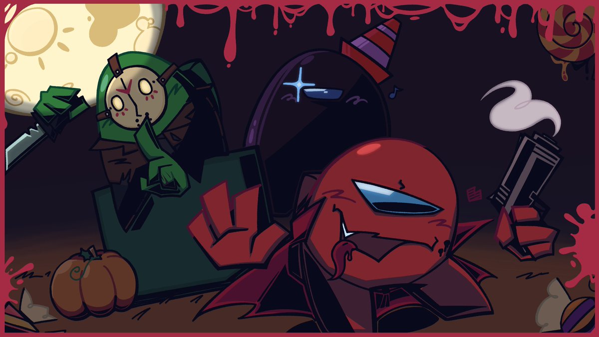 VSIMPOSTOR's tweet photo. VS IMPOSTOR FANART OF THE WEEK:
HALLOWEEN BANNER WINNER!

congrats to luvianshift in our discord for winning!!!!! 
doing something based off of those old halloween update designs was such a fun idea!