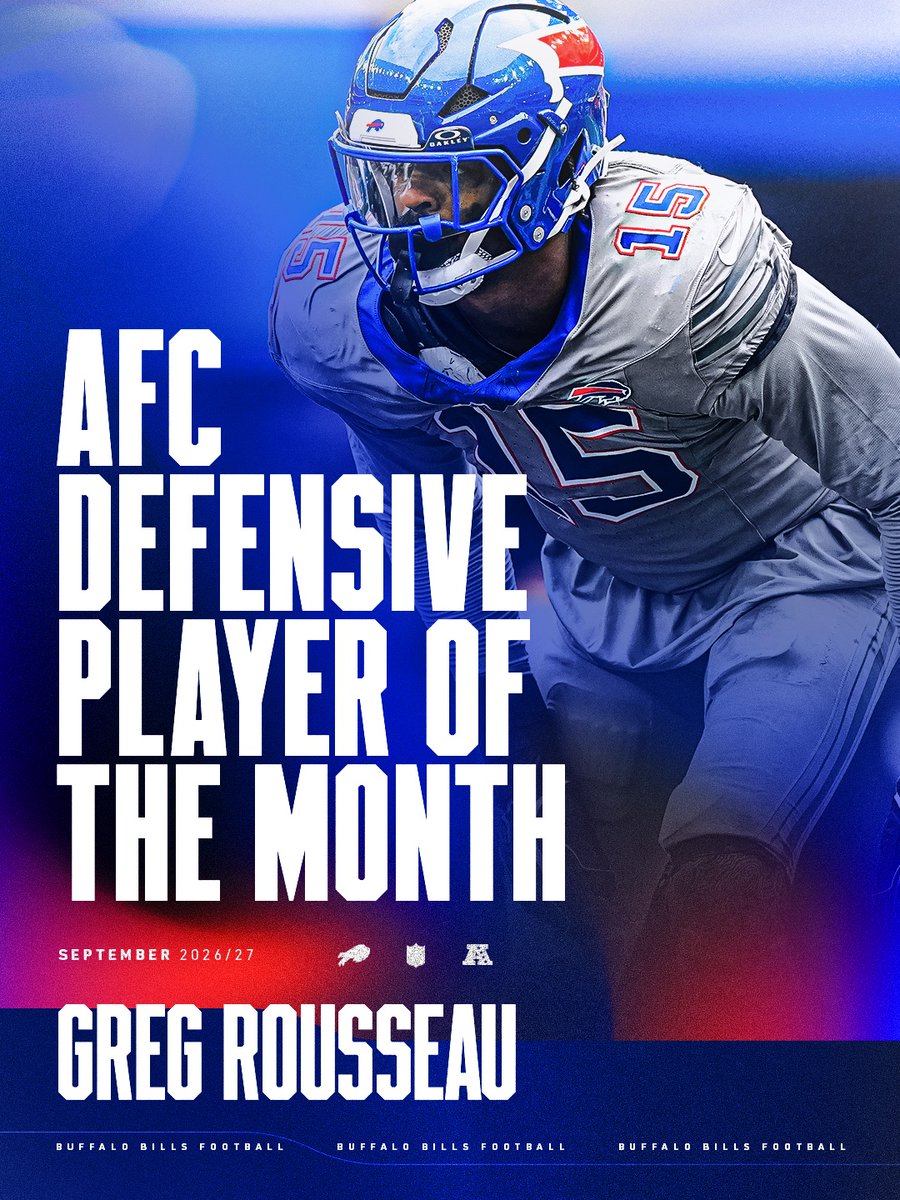 BuffaloBills's tweet photo. GROOOOOOT‼️

@gregrousseau is the AFC Defensive Player of the Month: https://t.co/qcavvvXdBZ https://t.co/3FQtJeqPwM