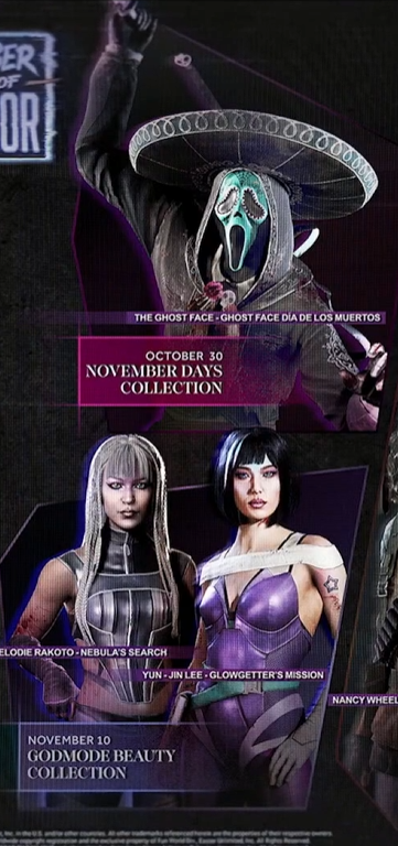 Procyondbd's tweet photo. Novas skins para Elodie, Lee Yun-Jin e Ghostface! https://t.co/HZSEBatPIP