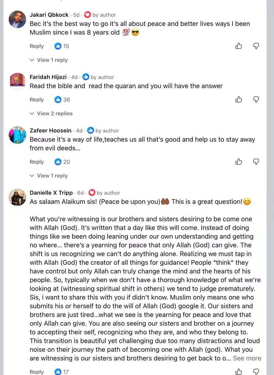 Cool_Ustaz's tweet photo. An American woman asked, “Why is everyone becoming Muslim?” 🇺🇸☪️

The comments are absolutely amazing. 😂

Sometimes, the more Islam is attacked, the more people seem to become curious about it, learn about it, and ultimately embrace it.

Alhamdulillah. 🤲☝️❤️ https://t.co/5Ji1kjwxTH