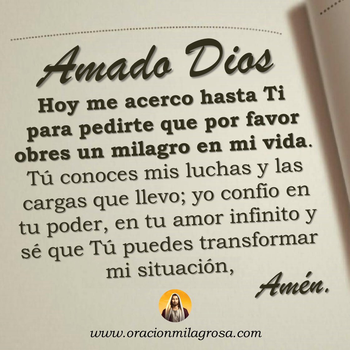 oracion_milagro's tweet photo. AMADO DIOS, POR FAVOR HAZ UN MILAGRO EN MÍ: Te invitamos a hacer esta oración para poner en las manos de DIOS aquella necesidad que hay en tu vida y pídele al Señor que sea ayudándote a alcanzar aquel milagro que tú tanto anhelas.

Haz esta oración en: https://t.co/NCfNYDzdnl ✨