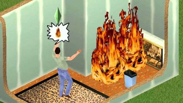 dkdotbuild's tweet photo. How do I report people intentionally trapping their sims in a room that's on fire? Should I call the cops?? https://t.co/jHwVjcnQz3
