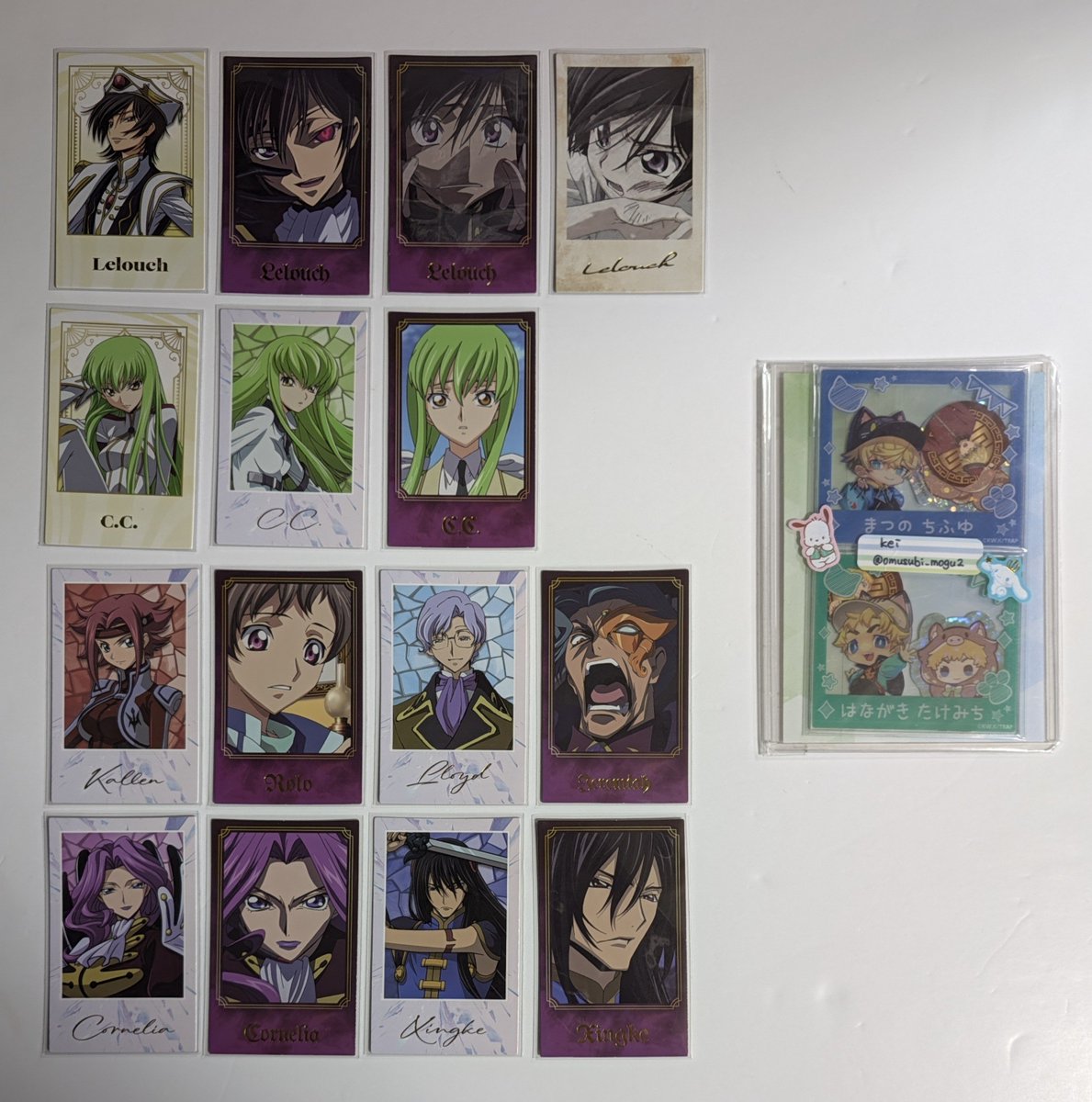 omusubi_mogu2's tweet photo. 【交換】コードギアス Wフォトカードコレクション

譲:ルルーシュ Ｃ.Ｃ. カレン ロロ 星刻 ジェレミア コーネリア ロイド

求:画像2枚目

※ルルーシュは優先度高いカード含む方＆まとめての方優先
※お返事にお時間いただく場合がございます

郵送希望
よろしくお願いいたします https://t.co/Pgqu1oLOoT
